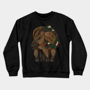 Bay Christmas Horse in Wreath Crewneck Sweatshirt